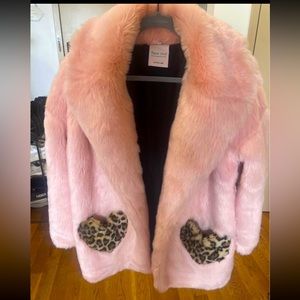 Light pink faux fur coat